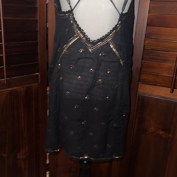 NWOT Free People Black w/ gorgeous bronze sequin detailing and crisscross straps - Picture 12 of 13